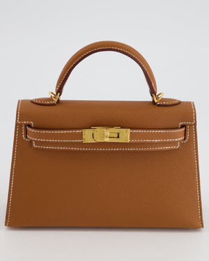 *HOT* Hermès Mini Kelly 20cm Bag in Gold Epsom Leather with Gold Hardware