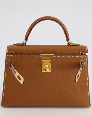 *HOT* Hermès Mini Kelly 20cm Bag in Gold Epsom Leather with Gold Hardware