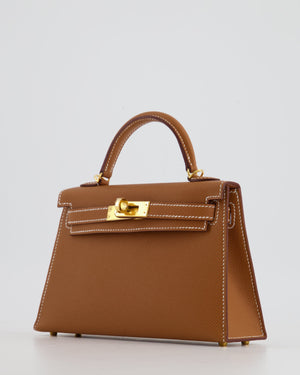 *HOT* Hermès Mini Kelly 20cm Bag in Gold Epsom Leather with Gold Hardware