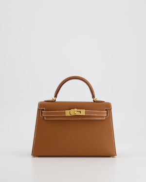 *HOT* Hermès Mini Kelly 20cm Bag in Gold Epsom Leather with Gold Hardware