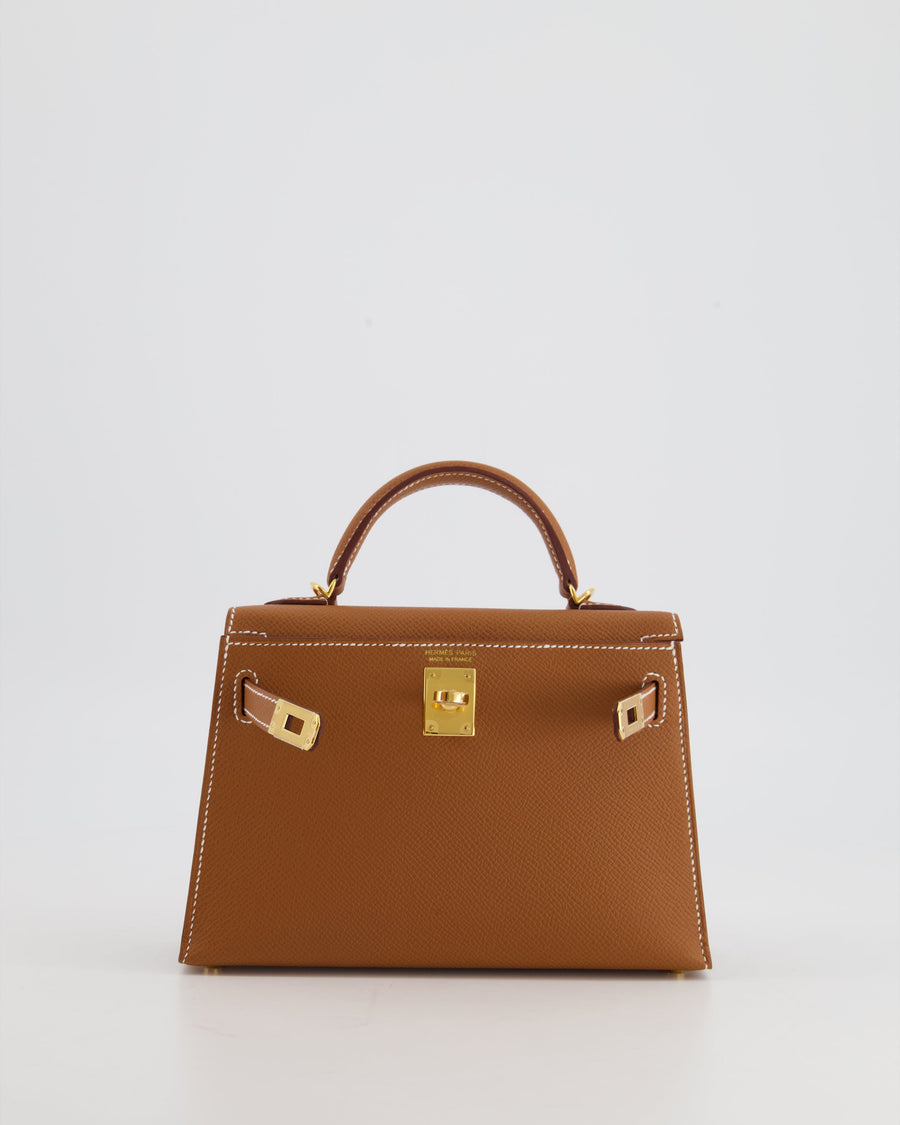 *HOT* Hermès Mini Kelly 20cm Bag in Gold Epsom Leather with Gold Hardware