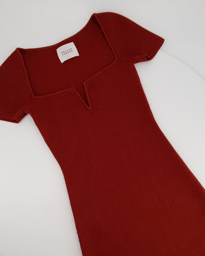 Galvan Burgundy Short-Sleeve Ribbed Maxi Dress Size S (UK 8)