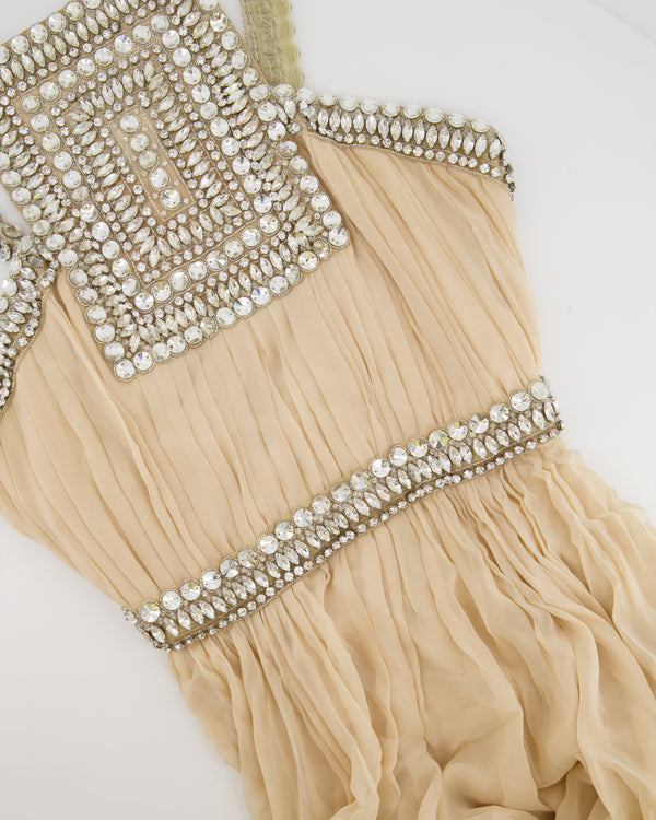 Naeem Khan Beige Silk Gown with Crystal Embellishments Size US 6 (UK 10) RRP £4,950