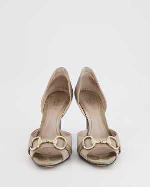 Gucci Grey Satin Pumps with Crystal Horsebit Detail Size EU 37