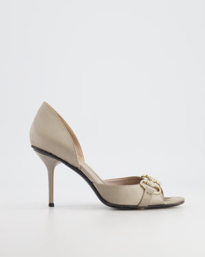 Gucci Grey Satin Pumps with Crystal Horsebit Detail Size EU 37