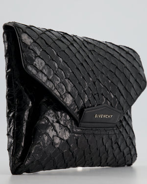 Givenchy Black Pirarucu Antigona Envelope Clutch Bag