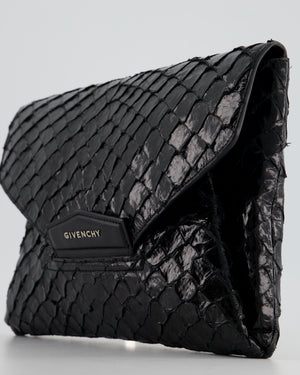 Givenchy Black Pirarucu Antigona Envelope Clutch Bag