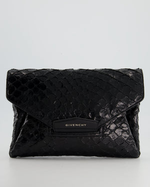 Givenchy Black Pirarucu Antigona Envelope Clutch Bag