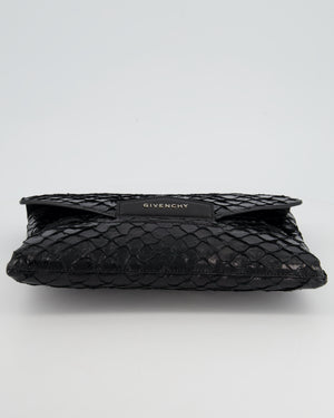 Givenchy Black Pirarucu Antigona Envelope Clutch Bag