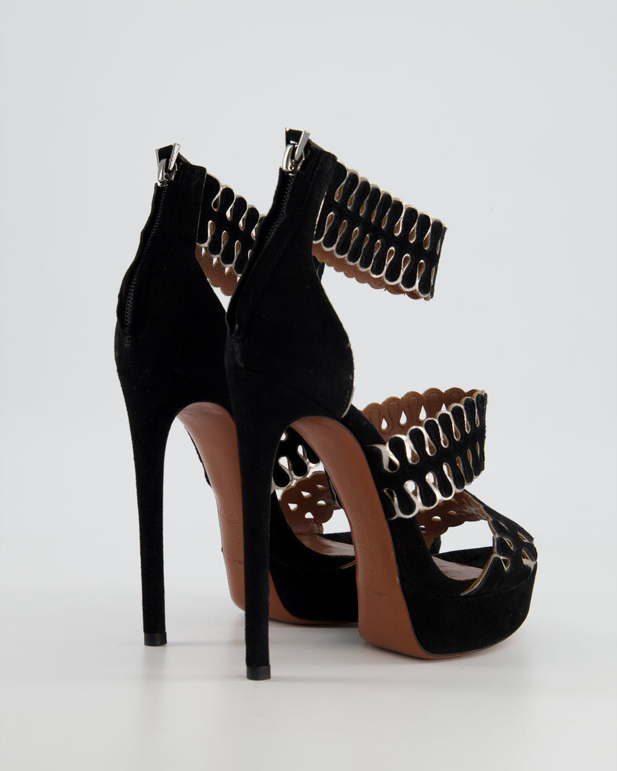 Alaïa Black Cut Out Open Sandal Heels Size EU 35