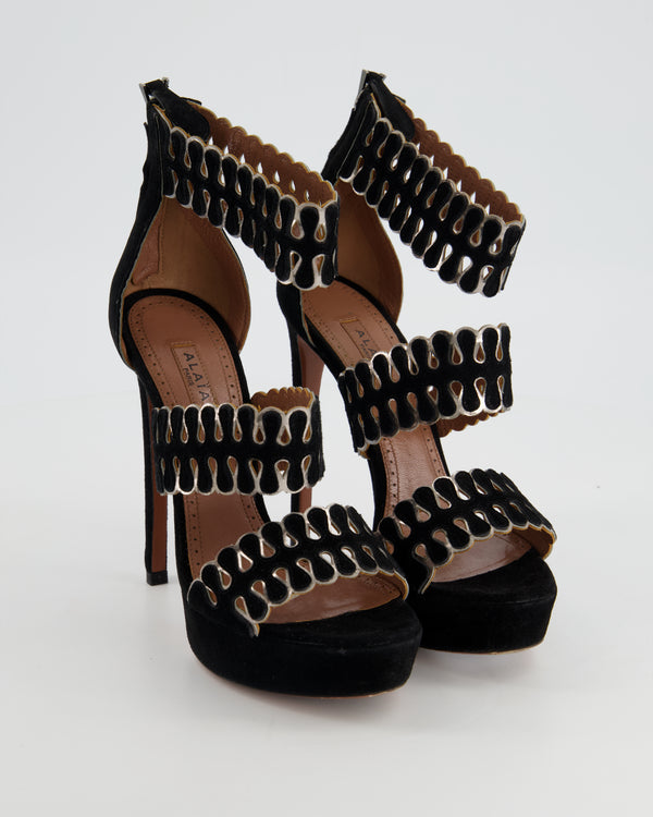 Alaïa Black Cut Out Open Sandal Heels Size EU 35