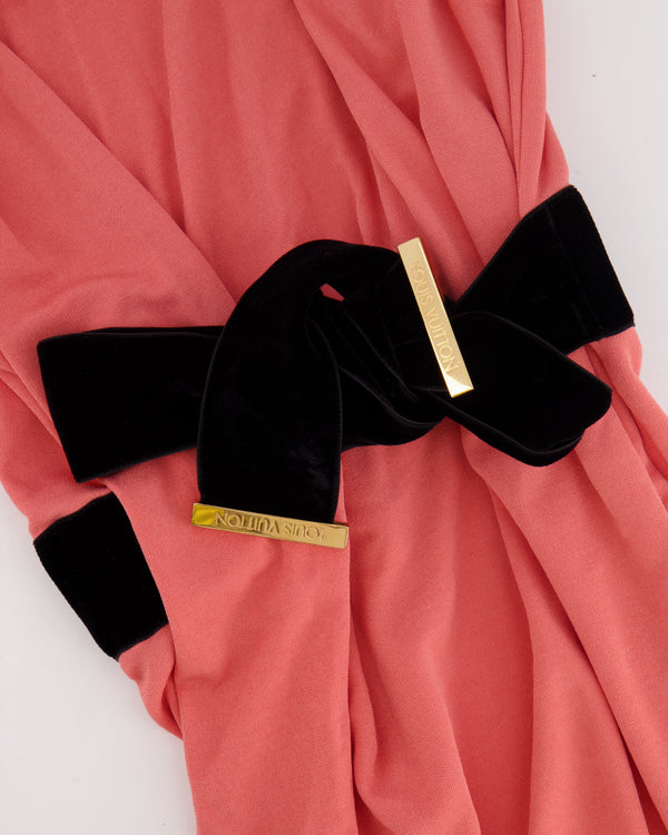 Louis Vuitton Coral Pink Mini Dress with Black Velvet Belt and Gold Logo Detail FR 38 (UK 10)