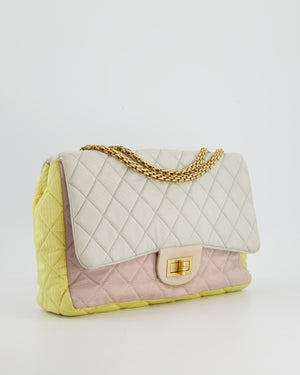 *SUPER FIRE PRICE* Chanel Large Jersey Reissue Pastel Yellow, Grey and Pink with Antique Gold Hardware