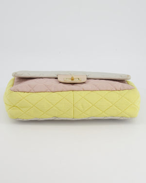 *SUPER FIRE PRICE* Chanel Large Jersey Reissue Pastel Yellow, Grey and Pink with Antique Gold Hardware