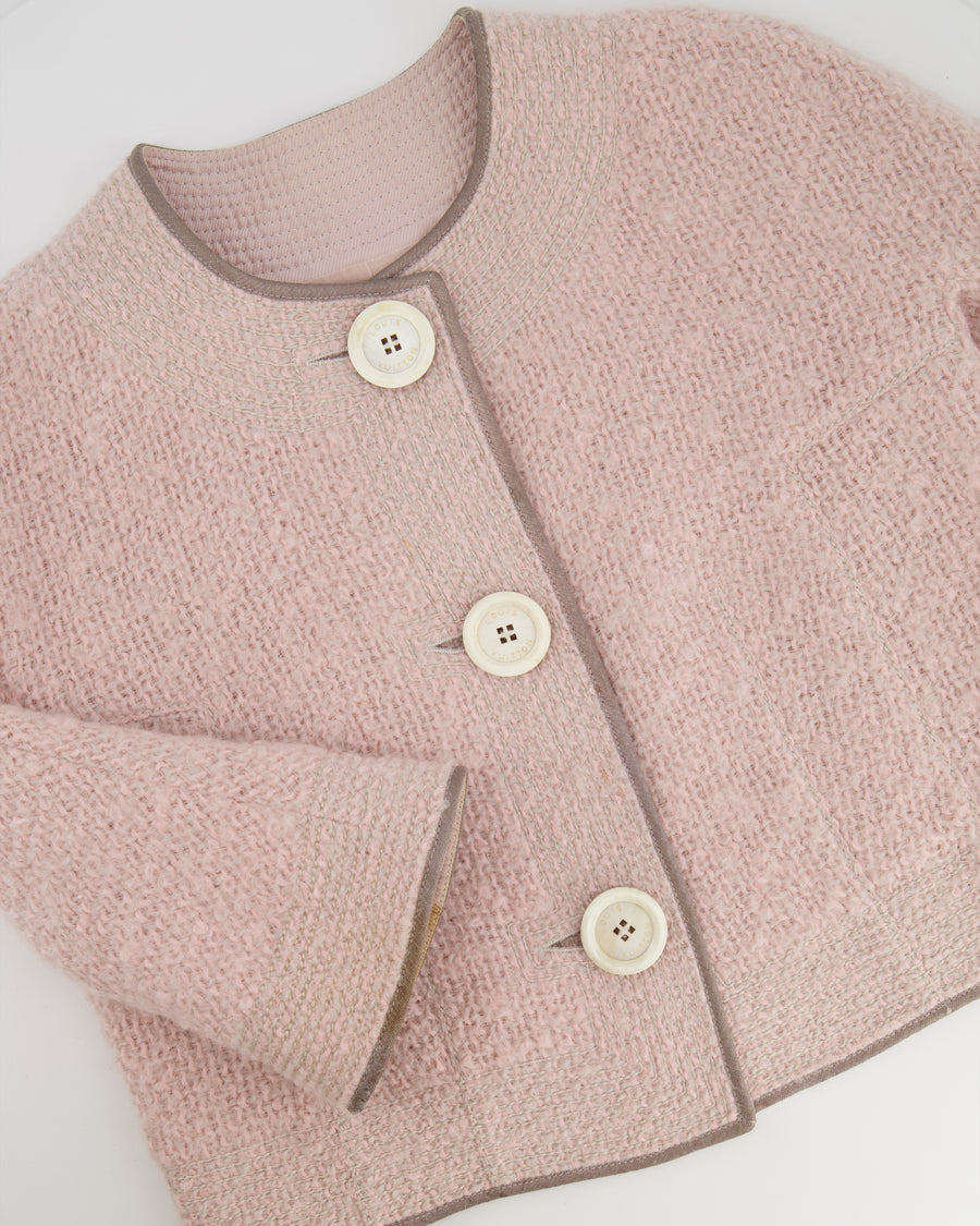 Louis Vuitton Pink Wool Tweed Jacket with Gold Detailing Size FR 38 (UK 10)