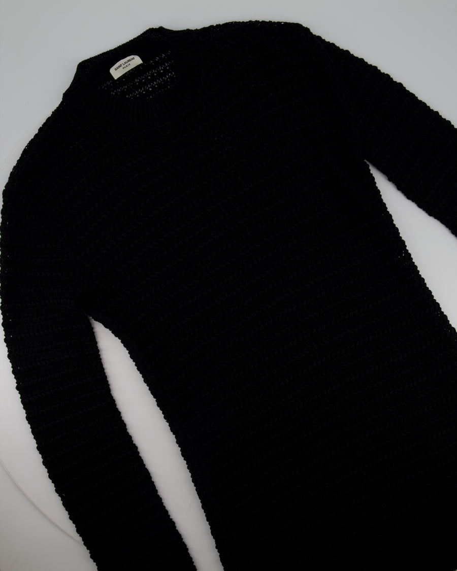 Saint Laurent Black Sheer Knitted Long-Sleeve Jumper Size S (UK 8)