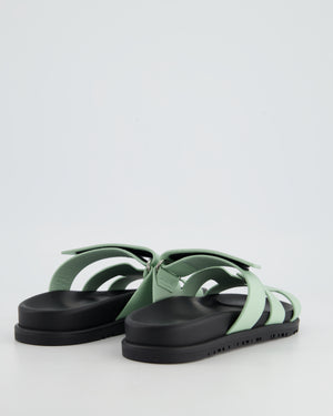 *HOT COLOUR* Hermès Vert Jade Epsom Leather Chypre Sandals Size EU 35.5