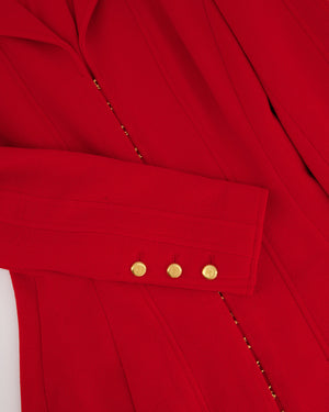 Chanel Vintage Red Jacket with Gold CC Logo Button Details FR 34 (UK 6)