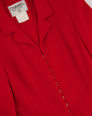 Chanel Vintage Red Jacket with Gold CC Logo Button Details FR 34 (UK 6)