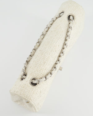 Chanel Vintage White Tweed Classic Double Flap Bag with Silver Hardware RRP - £8,530