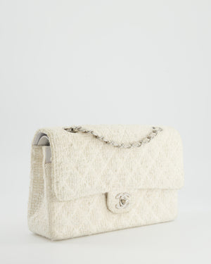 Chanel Vintage White Tweed Classic Double Flap Bag with Silver Hardware RRP - £8,530