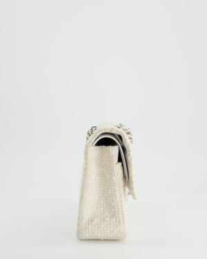 Chanel Vintage White Tweed Classic Double Flap Bag with Silver Hardware RRP - £8,530