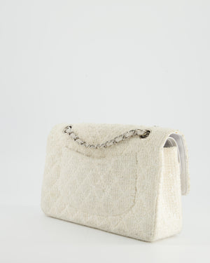 Chanel Vintage White Tweed Classic Double Flap Bag with Silver Hardware RRP - £8,530