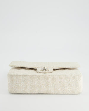 Chanel Vintage White Tweed Classic Double Flap Bag with Silver Hardware RRP - £8,530