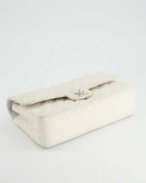 Chanel Vintage White Tweed Classic Double Flap Bag with Silver Hardware RRP - £8,530