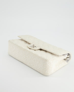 Chanel Vintage White Tweed Classic Double Flap Bag with Silver Hardware RRP - £8,530