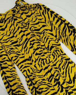 Saint Laurent Yellow, Black Zebra Print Long-Sleeve Mini Dress Size FR 36 (UK 8)