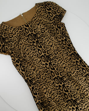 Dolce 
Gabbana Bronze and Velvet Black Leopard Print Midi Dress IT 42 (UK 10)