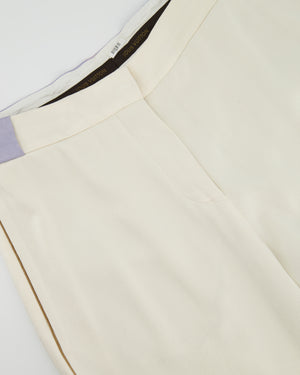 Louis Vuitton White Cropped Culottes with Lilac Panel Detail FR 40 (UK 12)