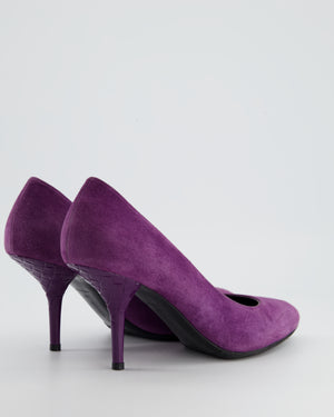 Bottega Veneta Purple Suede Heels with Patent Intrecciato Deatil Size EU 40