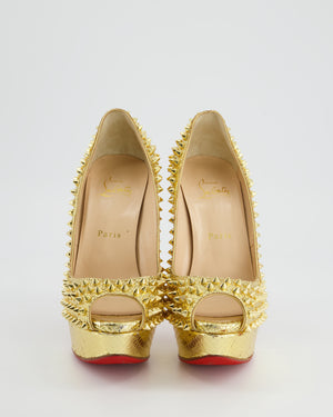 Christian Louboutin Gold Python Embossed Spike High Heel Size EU 38.5