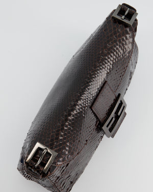 Fendi Vintage Brown Python Baguette Bag with Gun-Metal Hardware