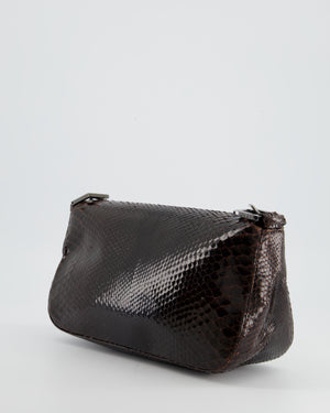 Fendi Vintage Brown Python Baguette Bag with Gun-Metal Hardware