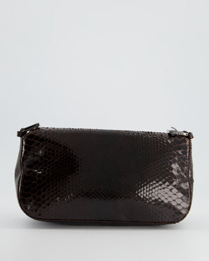 Fendi Vintage Brown Python Baguette Bag with Gun-Metal Hardware