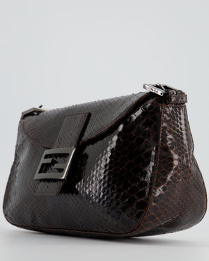 Fendi Vintage Brown Python Baguette Bag with Gun-Metal Hardware