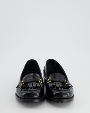 Tod
s Black Patent Leather Tassel Buckle Loafer Size EU 38