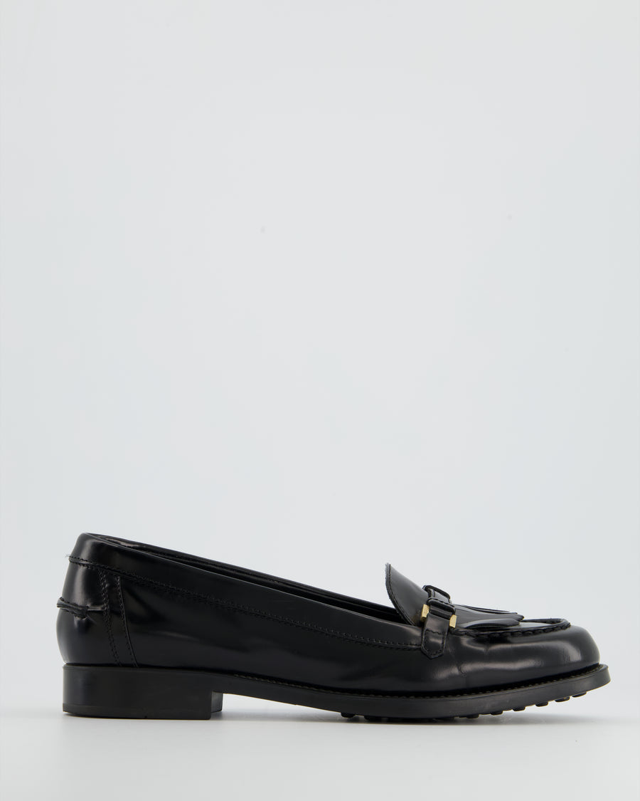 Tod
s Black Patent Leather Tassel Buckle Loafer Size EU 38