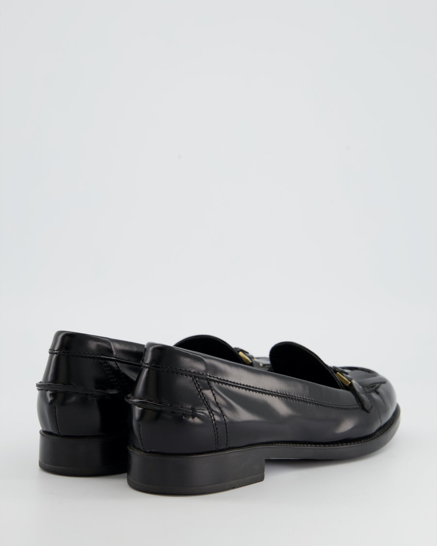 Tod
s Black Patent Leather Tassel Buckle Loafer Size EU 38