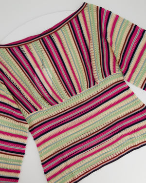 Missoni Pink Crochet Striped Long Sleeve Top IT 44 (UK 12)