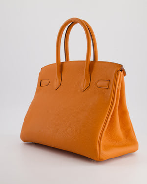 Hermès Birkin Retourne Bag 30cm Orange in Clemence Leather with Palladium Hardware