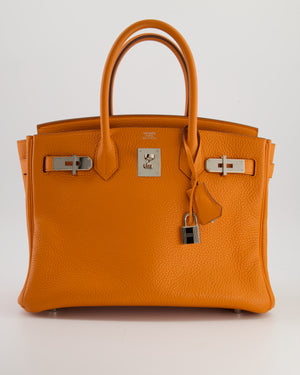 Hermès Birkin Retourne Bag 30cm Orange in Clemence Leather with Palladium Hardware