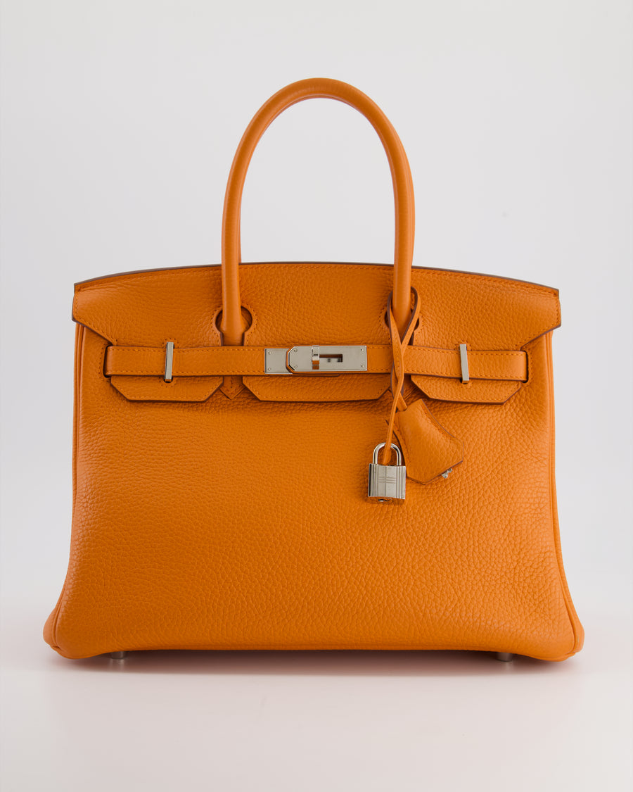 Hermès Birkin Retourne Bag 30cm Orange in Clemence Leather with Palladium Hardware