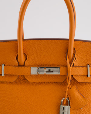 Hermès Birkin Retourne Bag 30cm Orange in Clemence Leather with Palladium Hardware