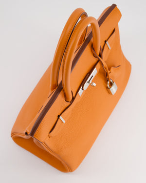 Hermès Birkin Retourne Bag 30cm Orange in Clemence Leather with Palladium Hardware