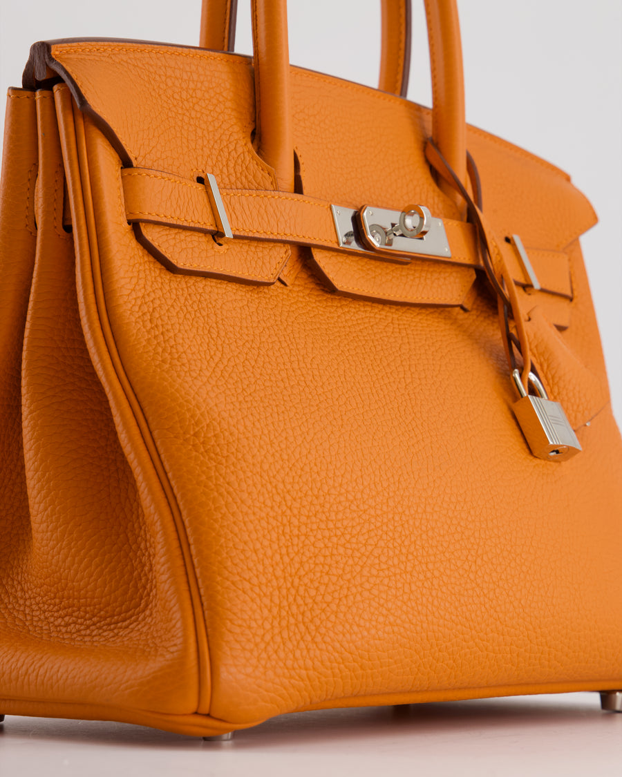 Hermès Birkin Retourne Bag 30cm Orange in Clemence Leather with Palladium Hardware