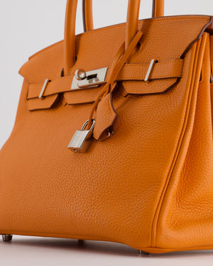 Hermès Birkin Retourne Bag 30cm Orange in Clemence Leather with Palladium Hardware